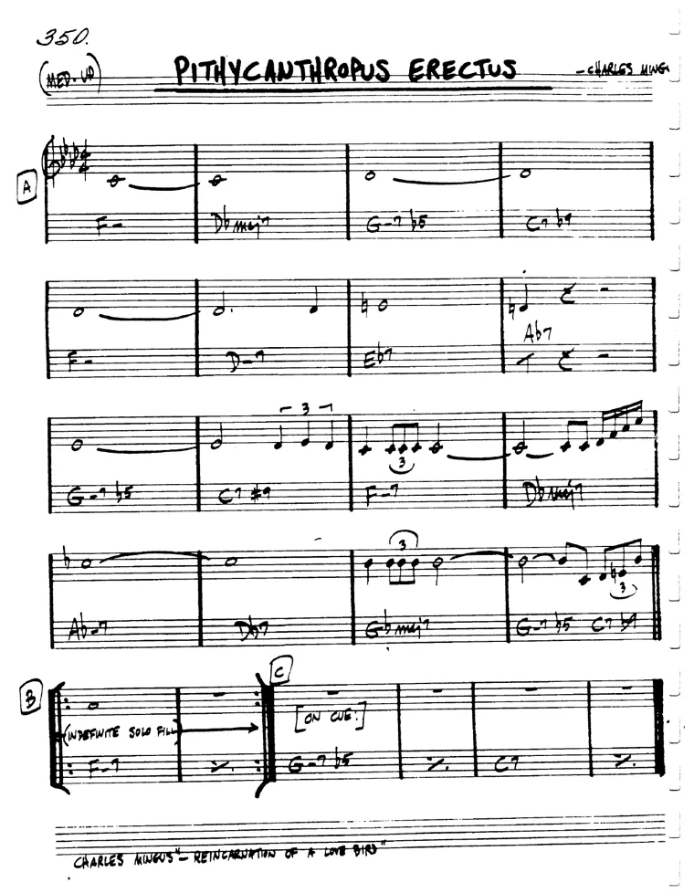 Partitura lead sheet de Pithycanthropus Erectus