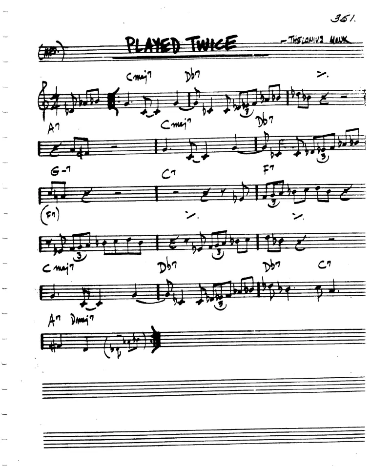 Partitura lead sheet de Played Twice