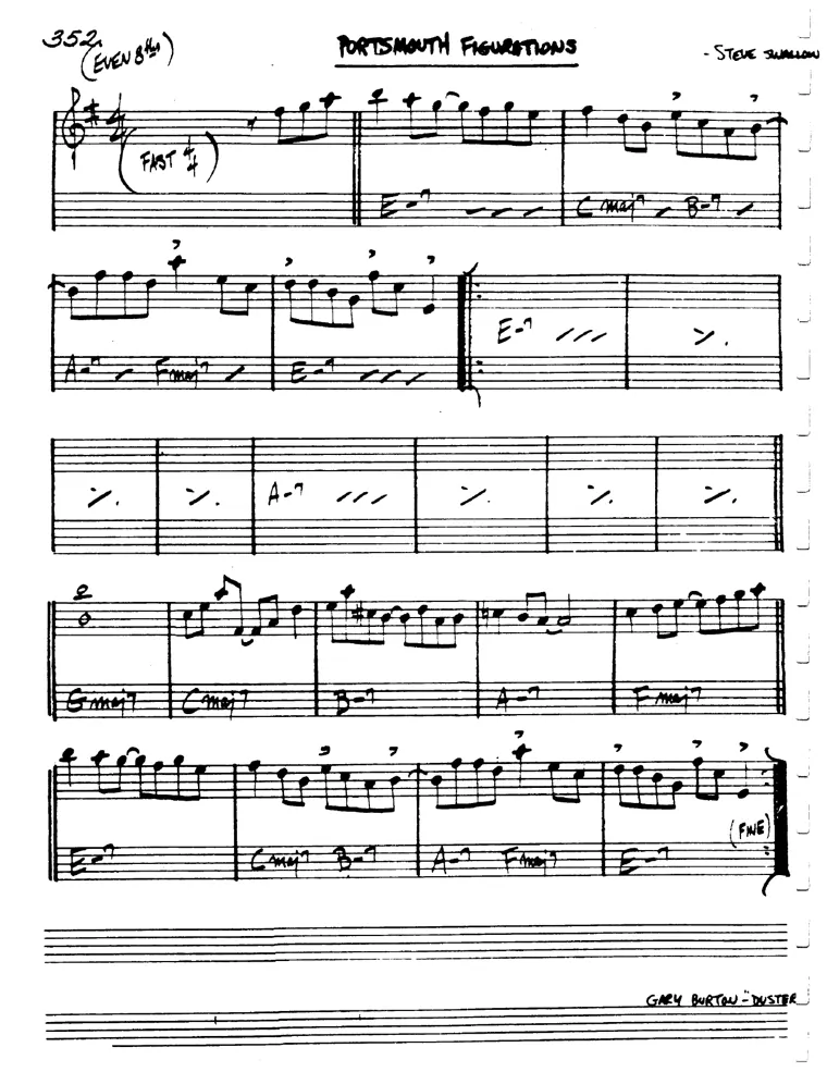 Partitura lead sheet de Portsmouth Figurations