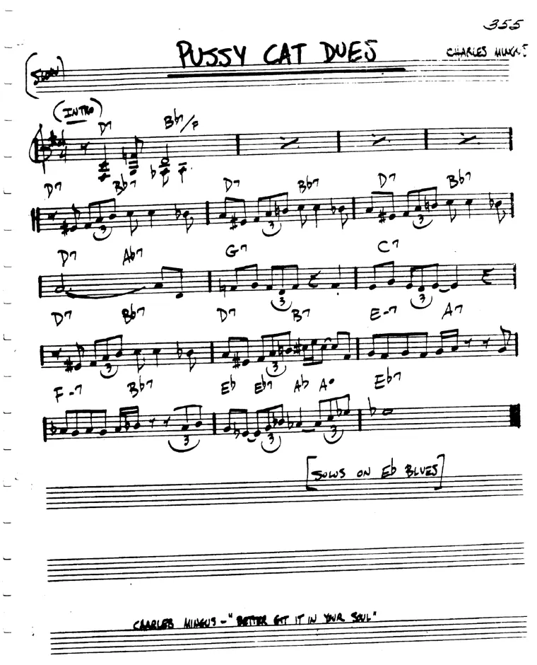 Partitura lead sheet de Pussy Cat Dues