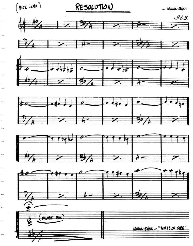 Partitura lead sheet de Resolution
