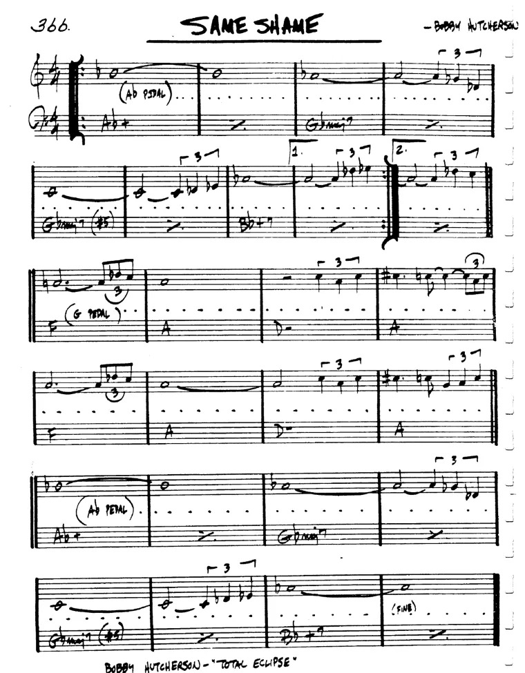 Partitura lead sheet de Same Shame