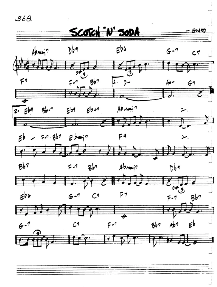 Partitura lead sheet de Scotch 'N' Soda