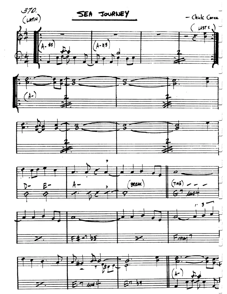 Partitura lead sheet de Sea Journey
