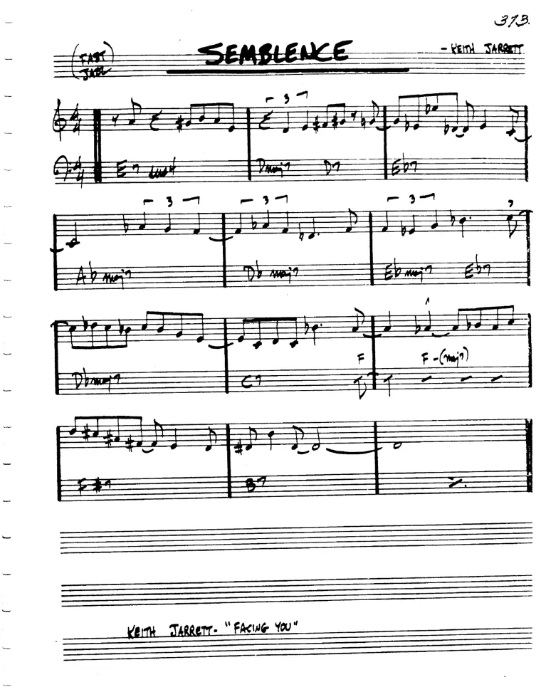 Partitura lead sheet de Semblence