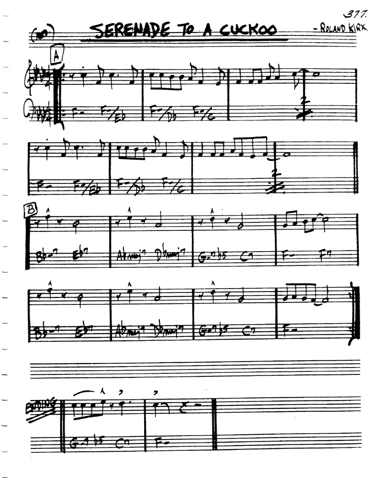 Partitura lead sheet de Serenade To A Cuckoo
