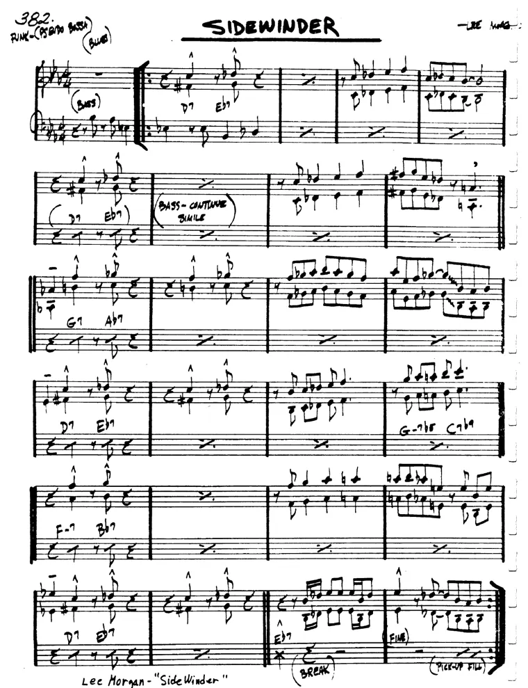 Partitura lead sheet de Sidewinder