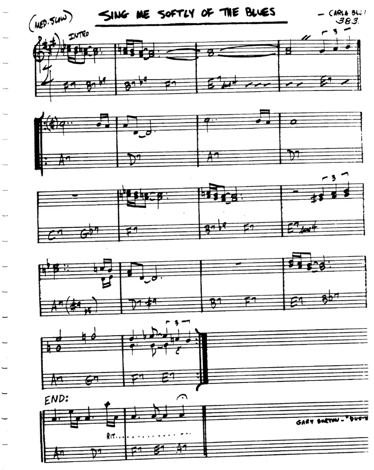 Partitura lead sheet de Sing Me Softly Of The Blues