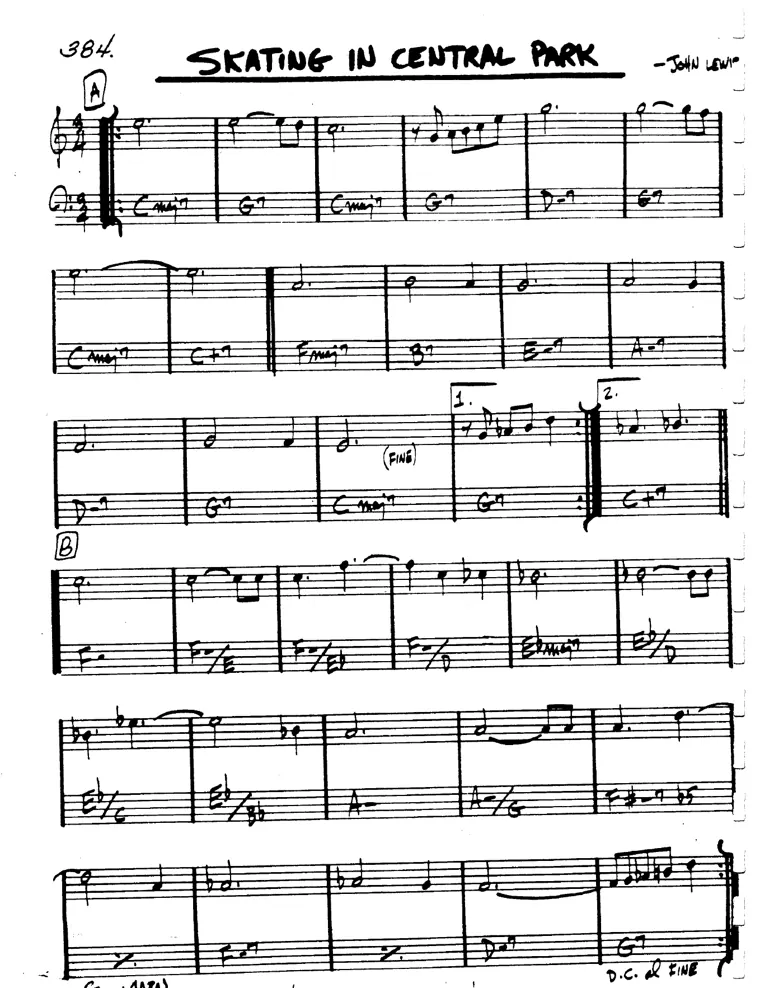Partitura lead sheet de Skating In Central Park