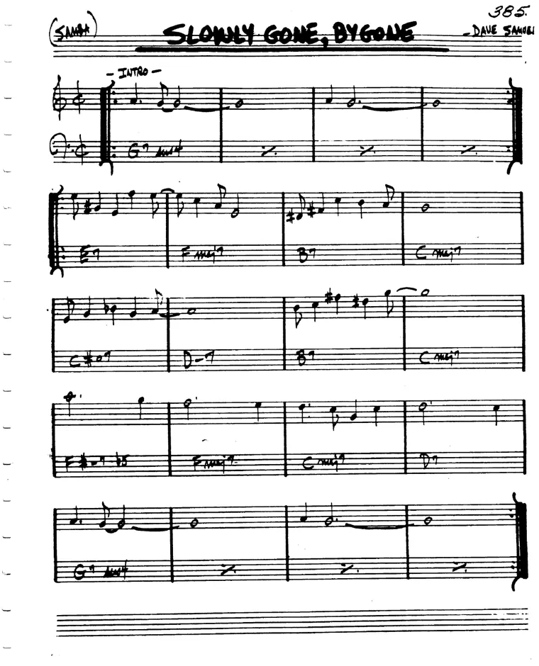 Partitura lead sheet de Slowly Gone, Bygone