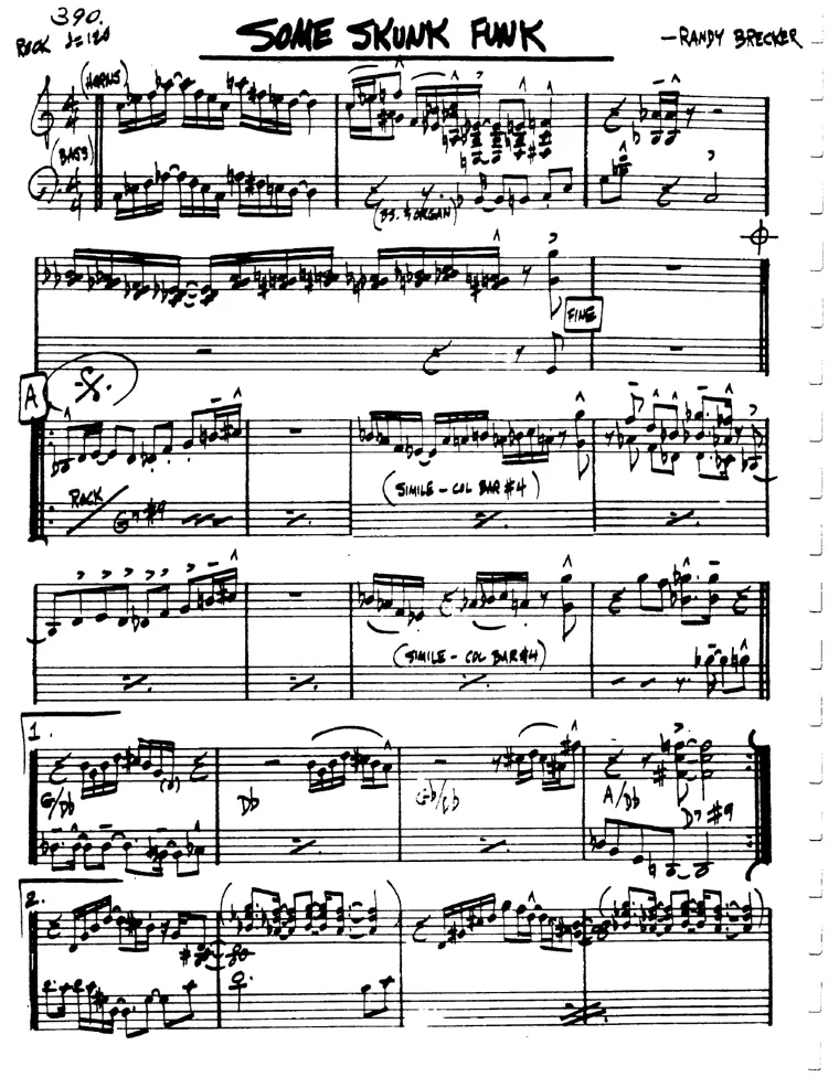 Partitura lead sheet de Some Skunk Funk
