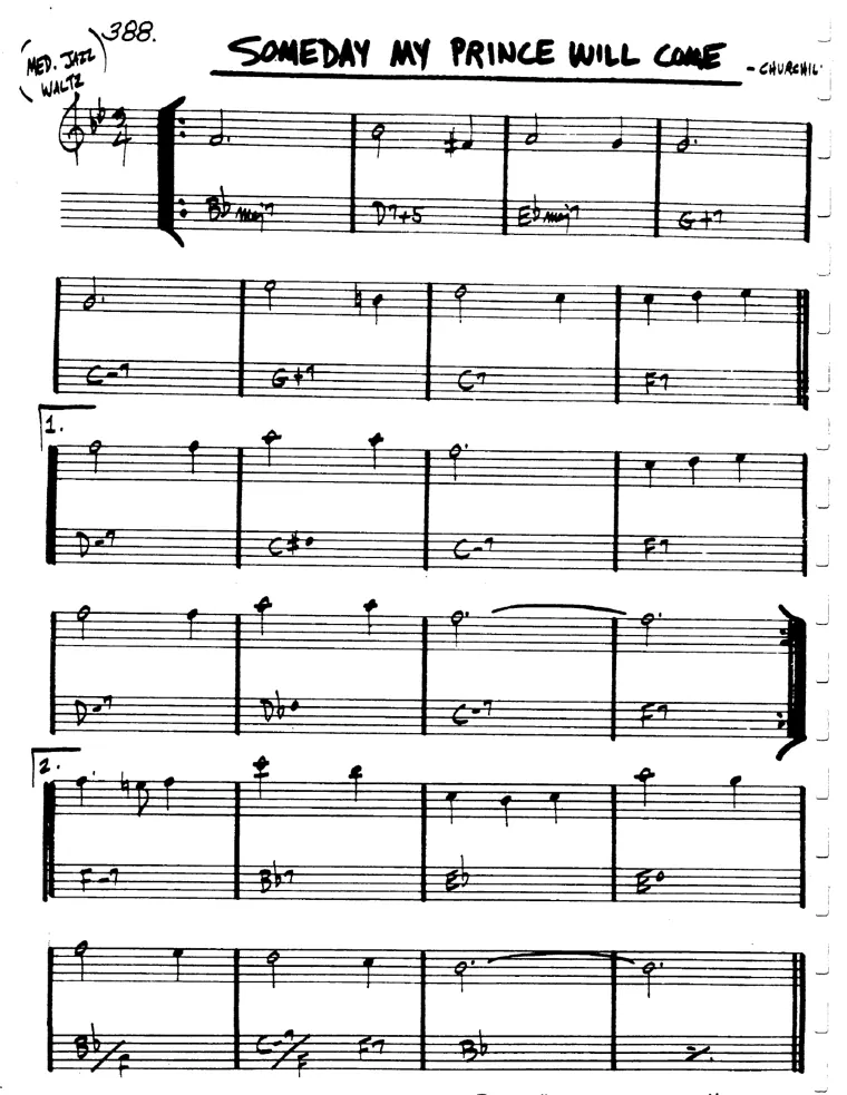 Partitura lead sheet de Someday My Prince Will Come