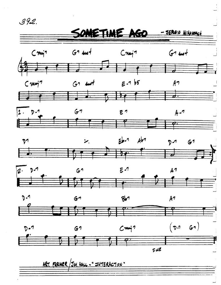 Partitura lead sheet de Sometime Ago