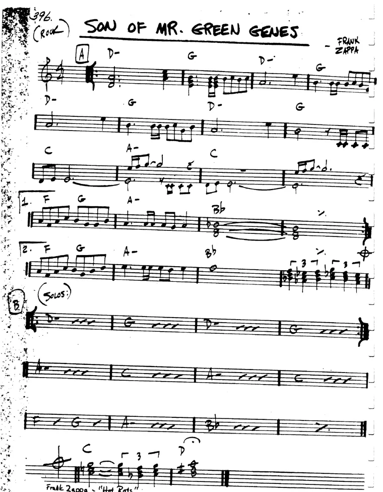 Partitura lead sheet de Son Of Mr. Green Genes