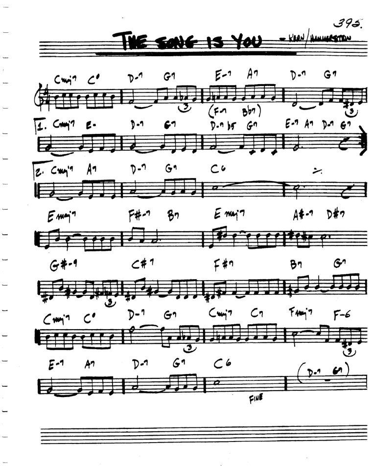 Partitura lead sheet de Song Is You, The