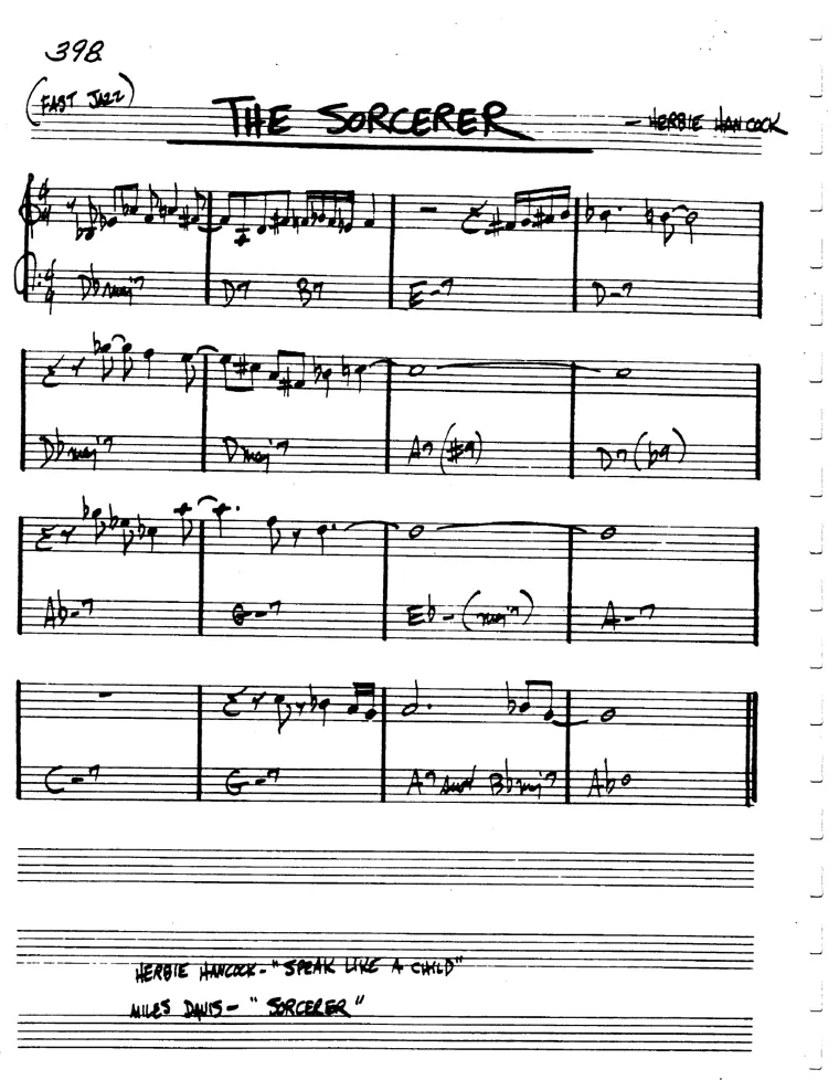 Partitura lead sheet de Sorcerer, The