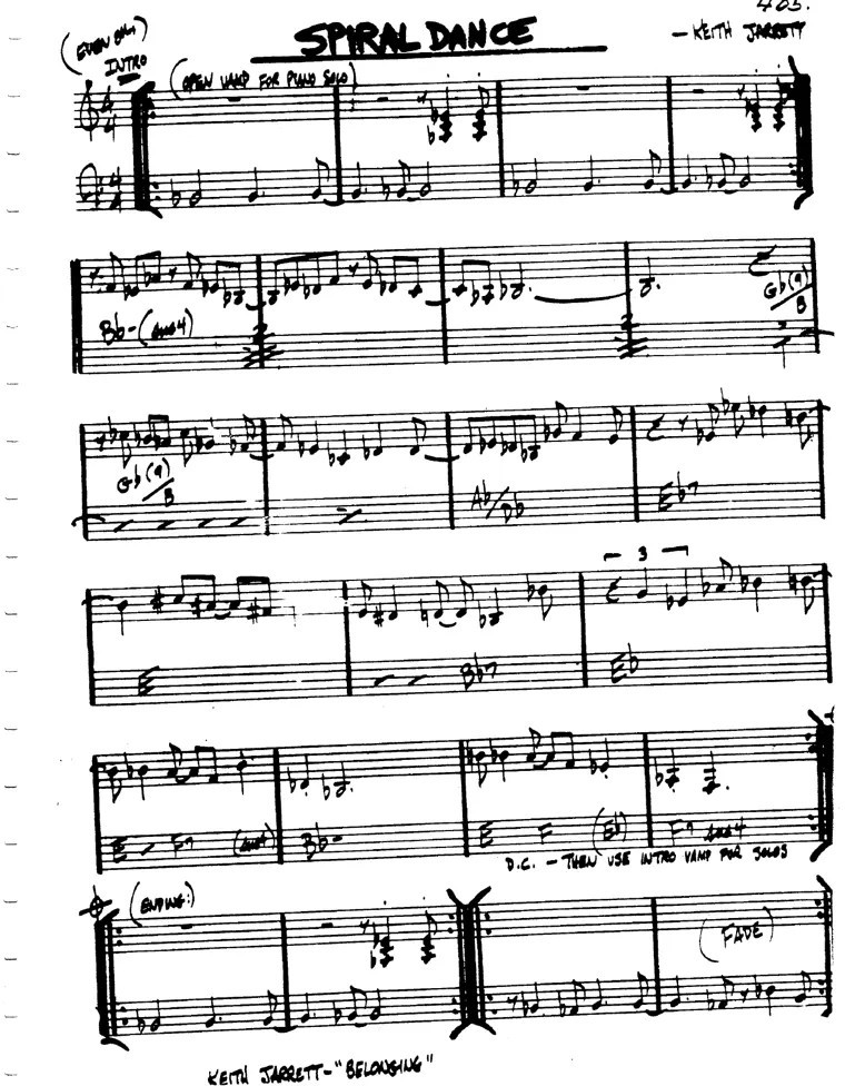 Partitura lead sheet de Spiral Dance
