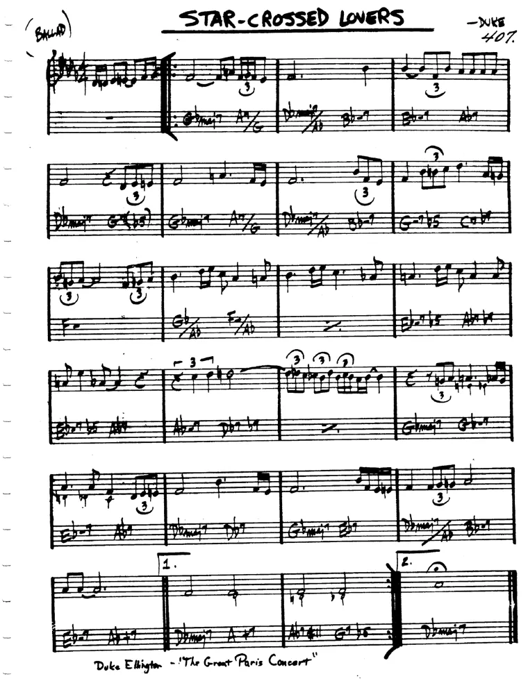 Partitura lead sheet de Star-Crossed Lovers