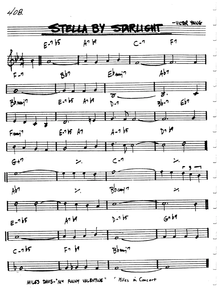 Partitura lead sheet de Stella By Starlight