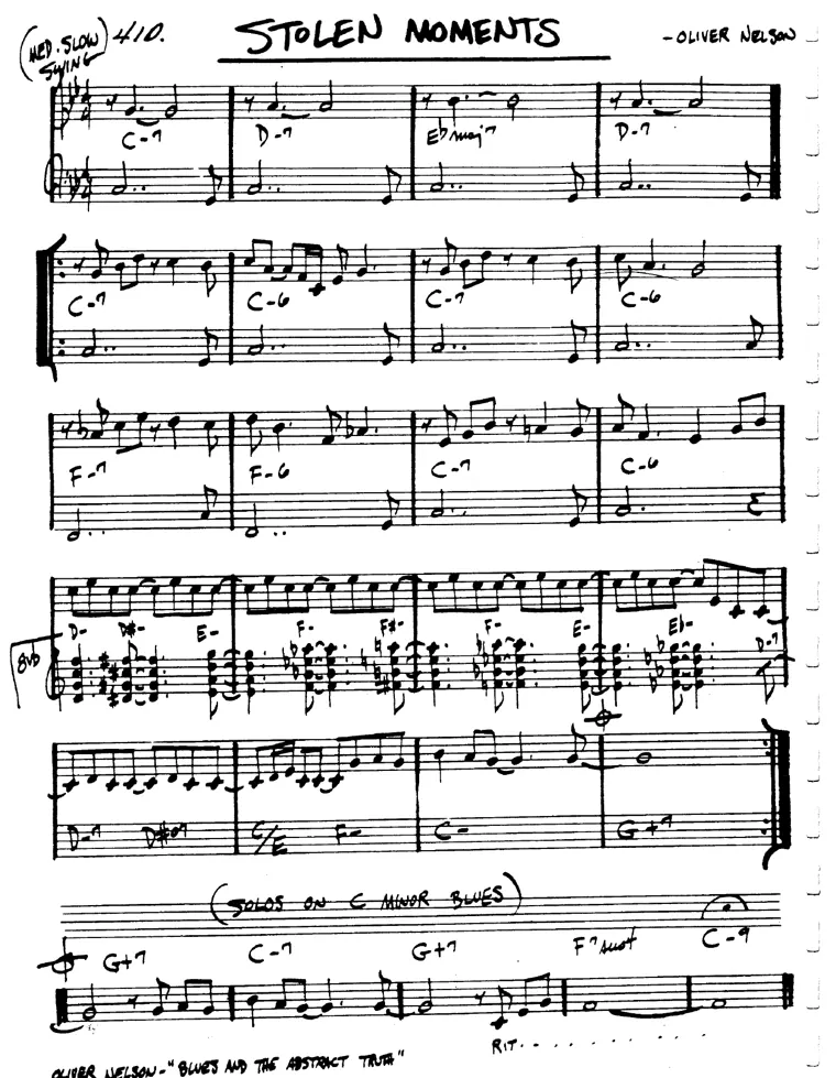 Partitura lead sheet de Stolen Moments