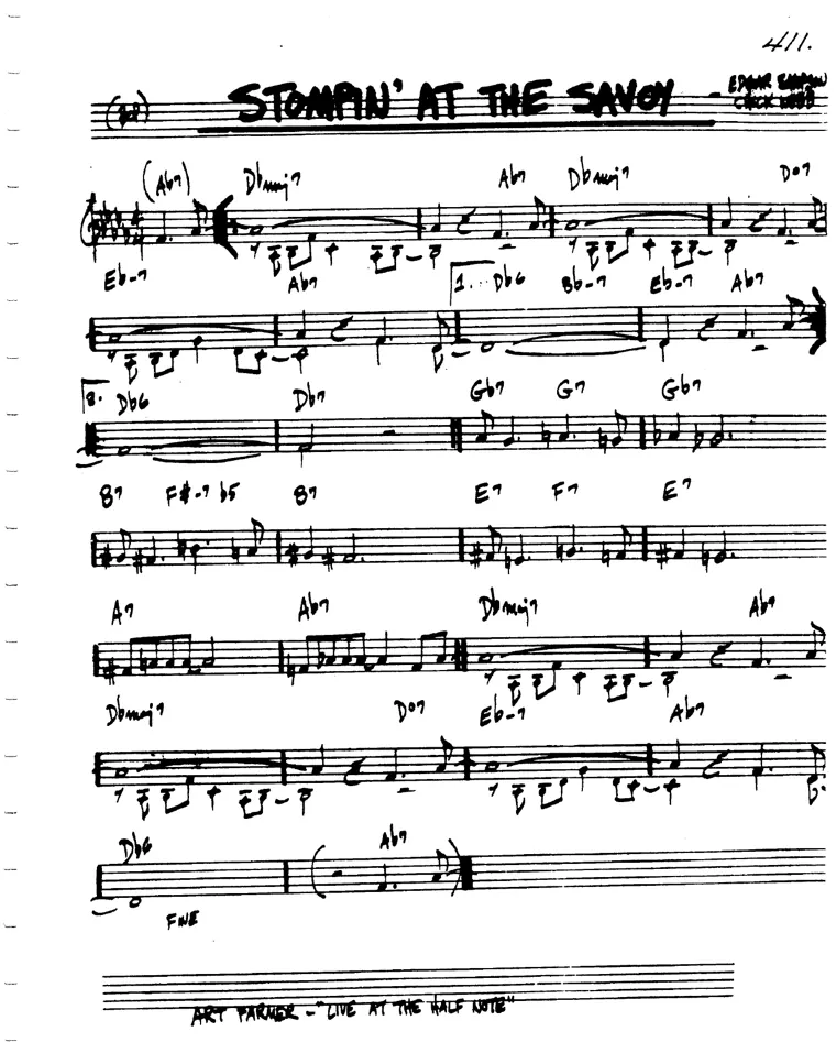 Partitura lead sheet de Stompin' At The Savoy