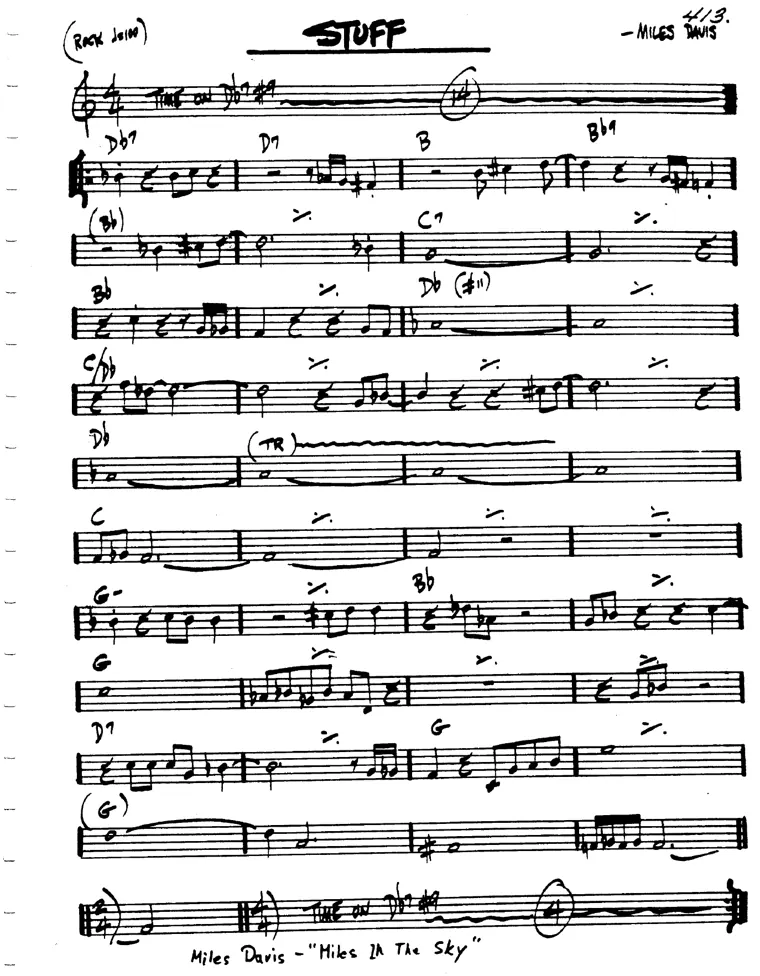 Partitura lead sheet de Stuff