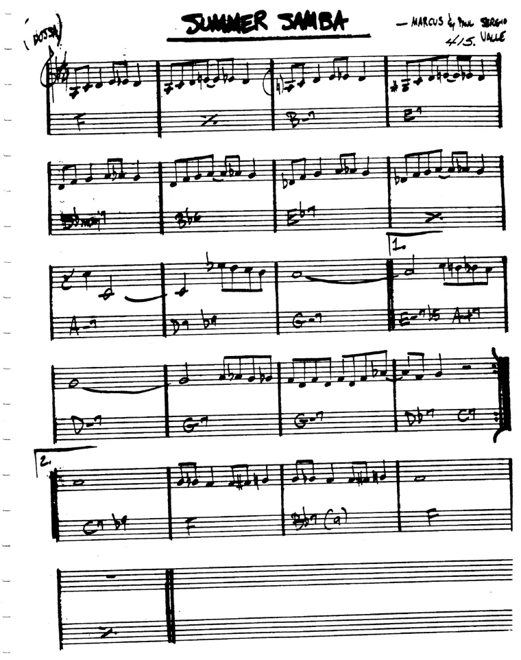 Partitura lead sheet de Summer Samba