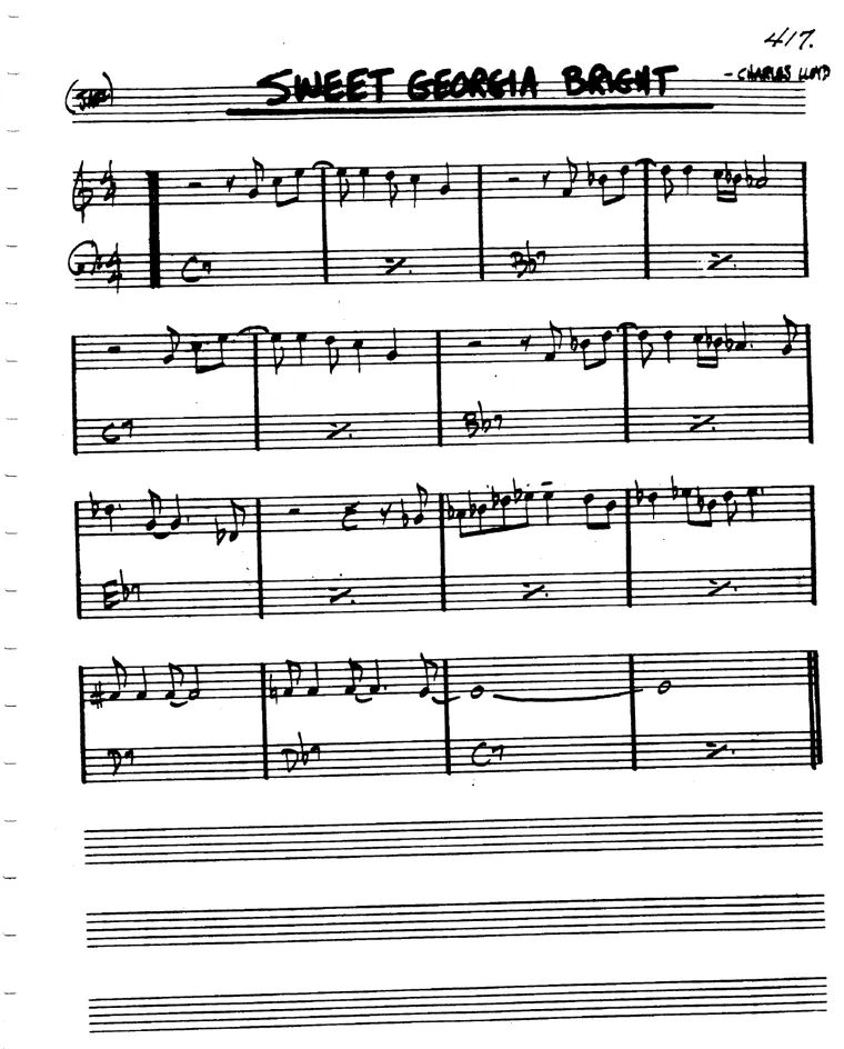 Partitura lead sheet de Sweet Georgia Bright