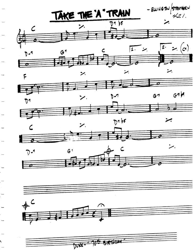 Partitura lead sheet de Take The "A" Train