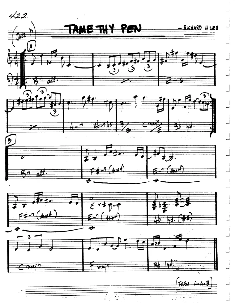 Partitura lead sheet de Tame Thy Pen