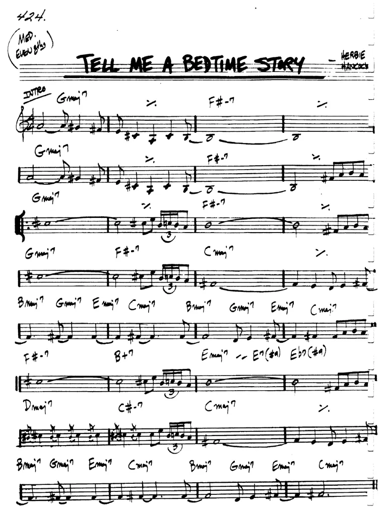 Partitura lead sheet de Tell Me A Bedtime Story