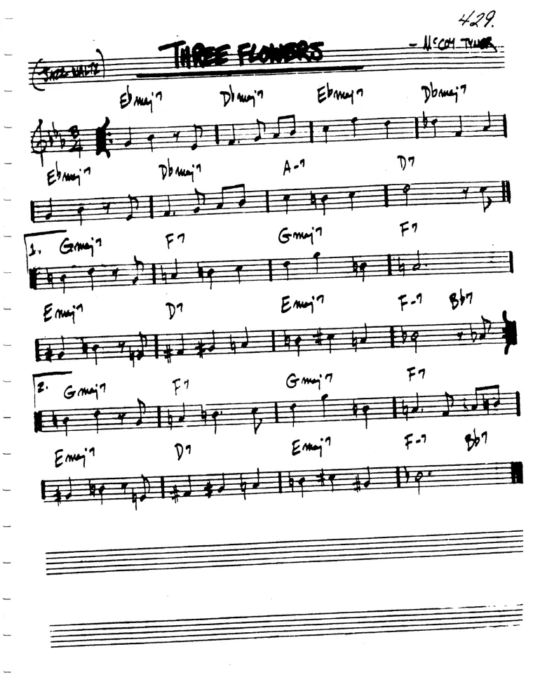 Partitura lead sheet de Three Flowers