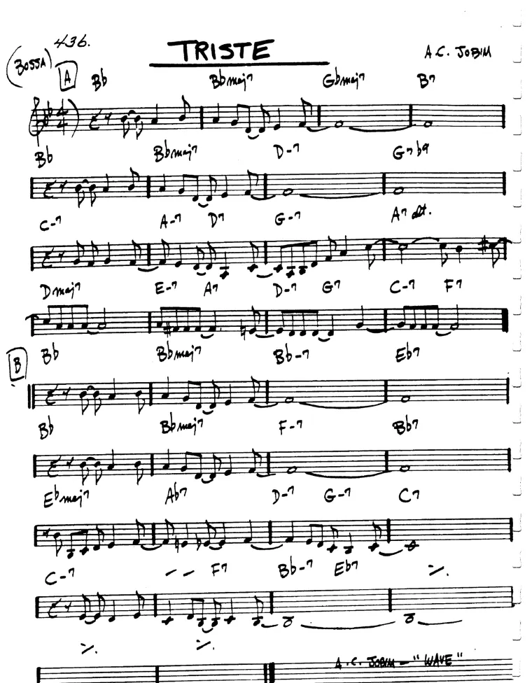 Partitura lead sheet de Triste