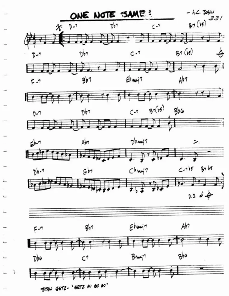 Partitura y tablatura de One Note Samba