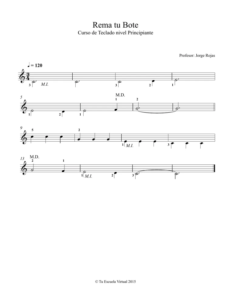 Partitura y tablatura de Rema Tu Bote