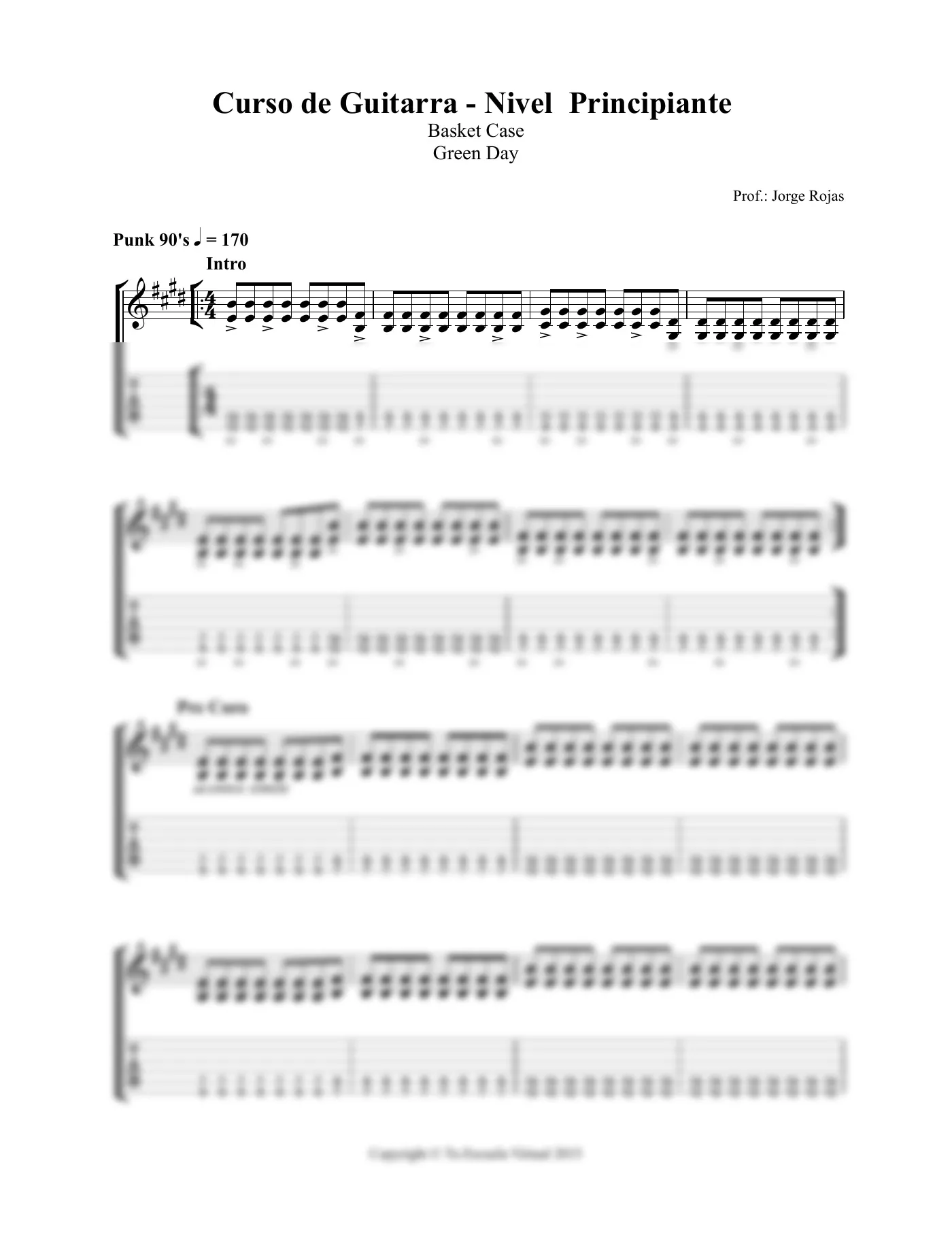 Vista previa de la partitura de Basket Case para Guitarra