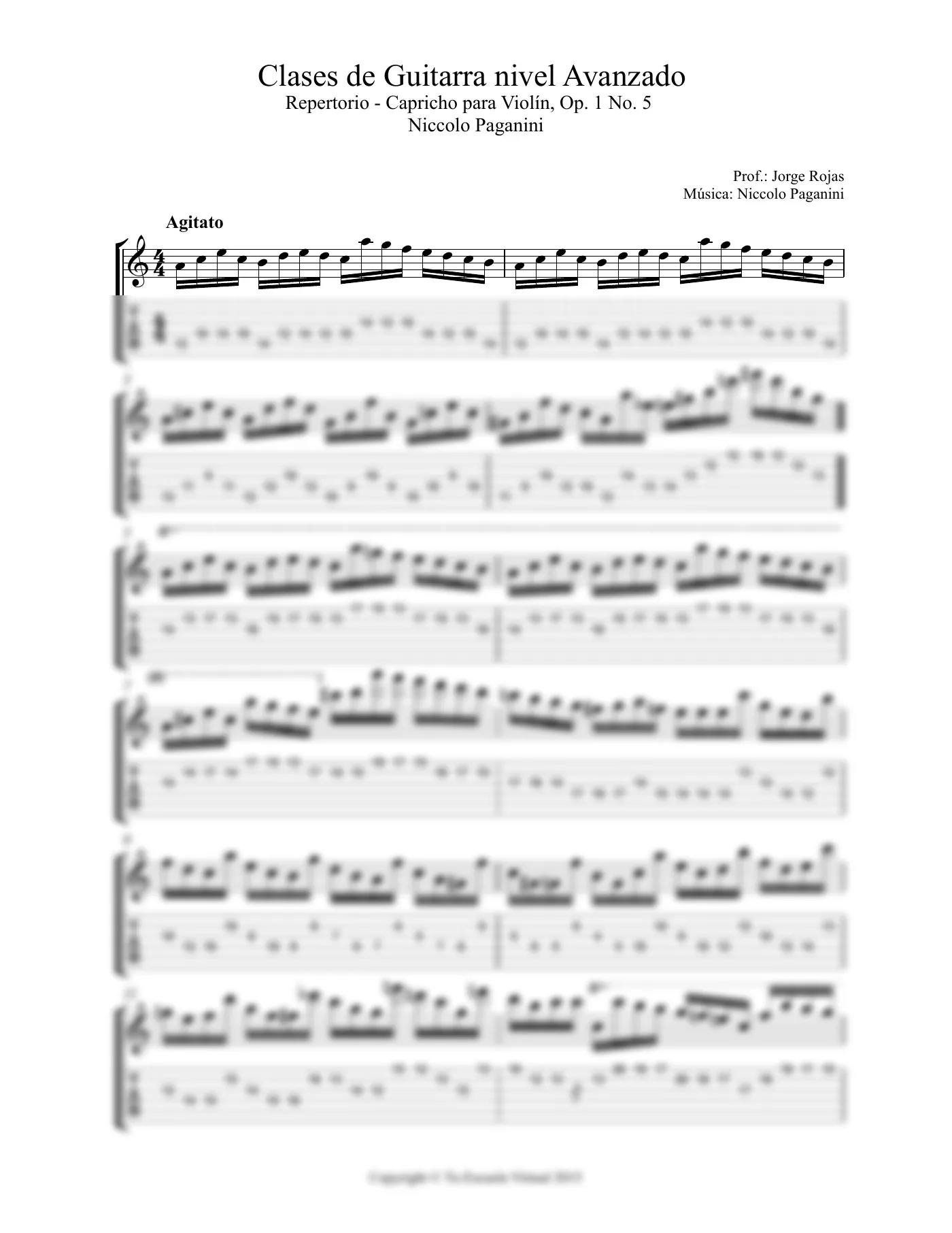 Vista previa de la partitura de Capricho No.5 para Guitarra