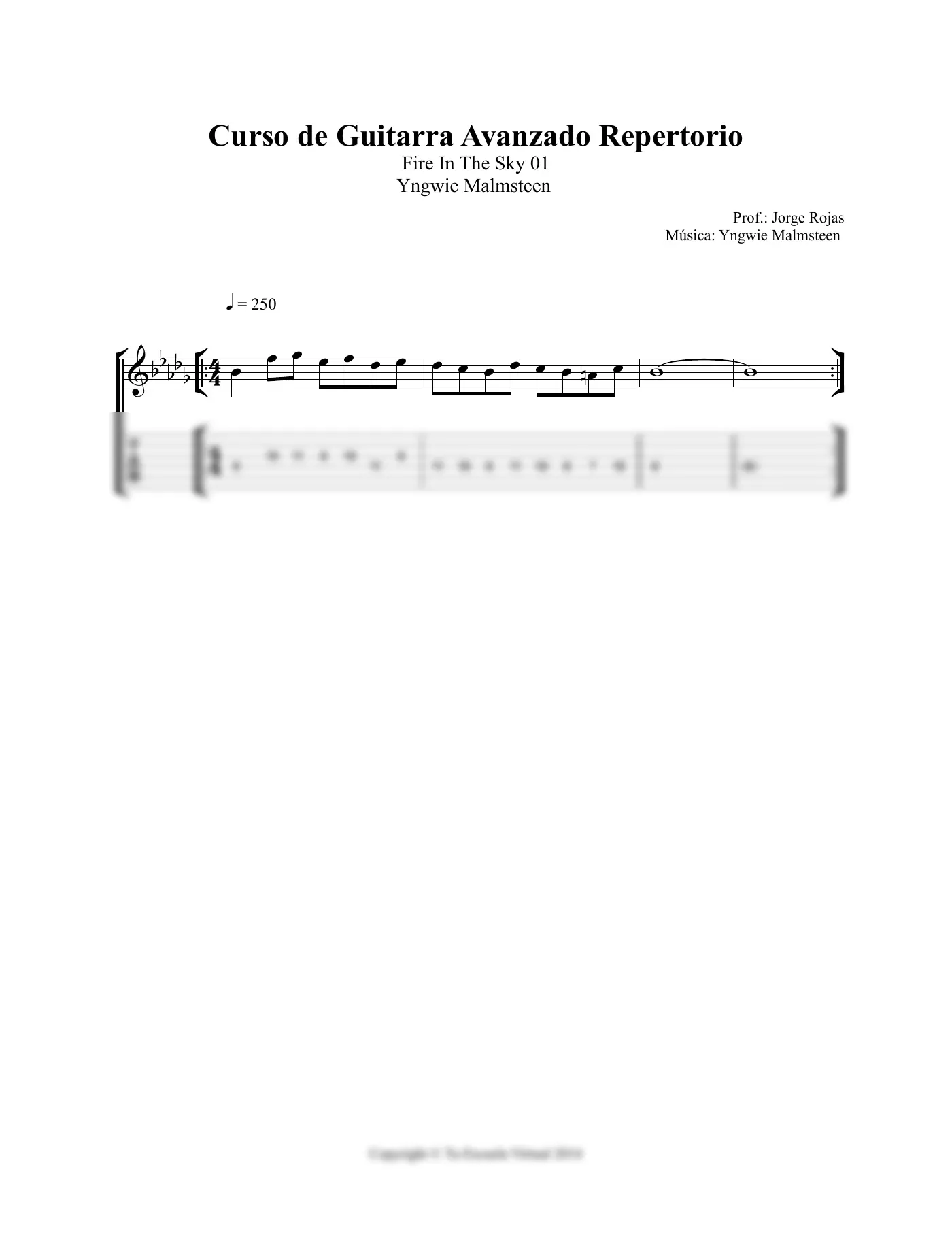 Vista previa de la partitura de Fire In The Sky para Guitarra