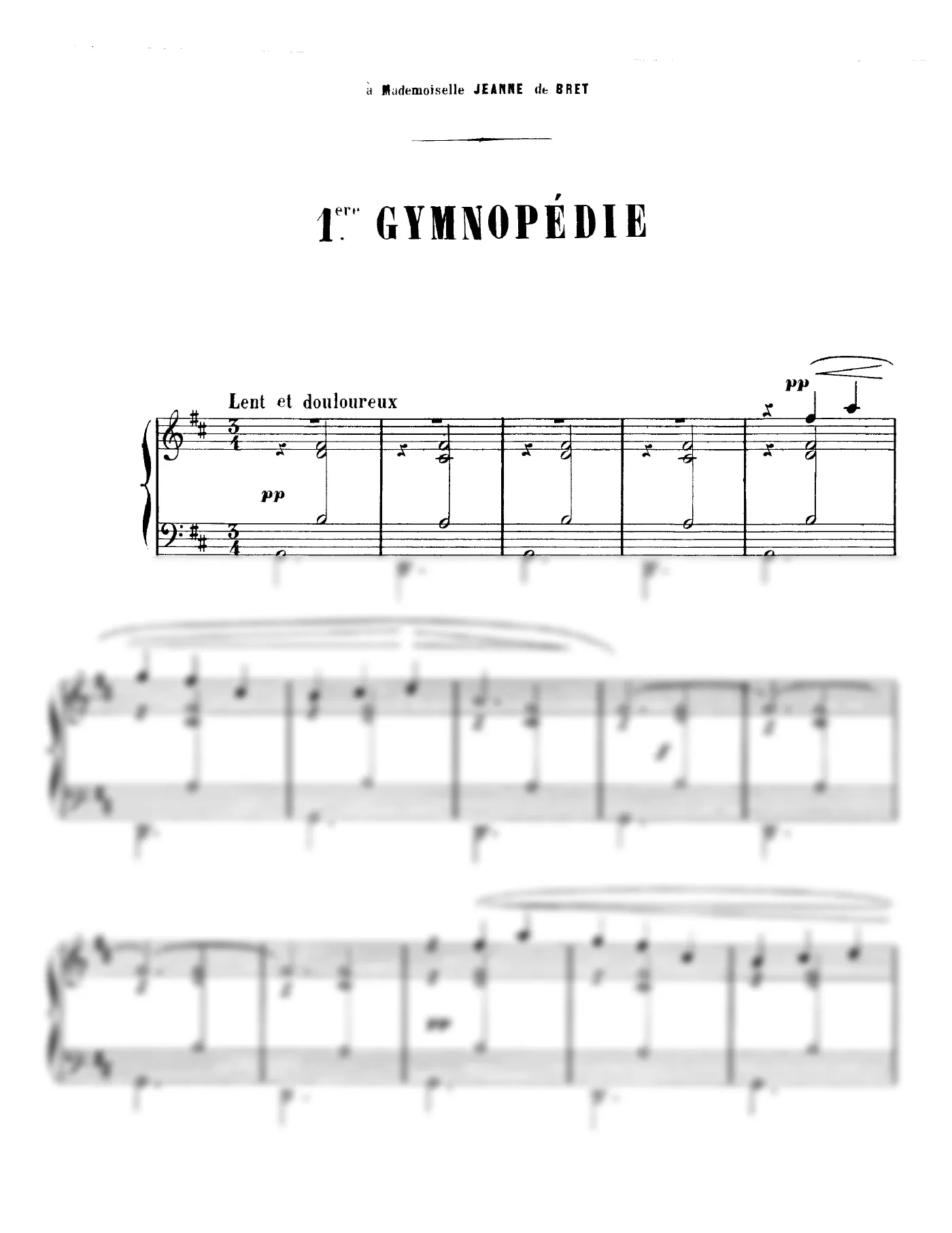 Vista previa de la partitura de Gymnopedie no. 1 para Teclado