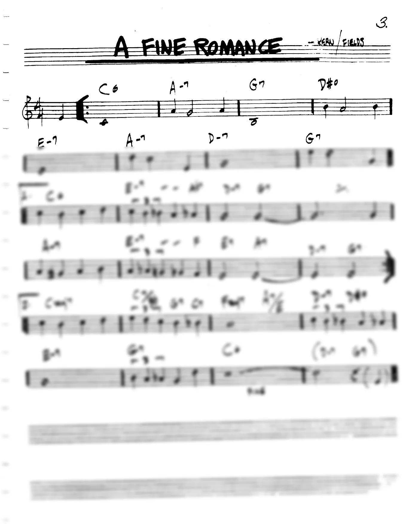 Vista previa de la partitura de A Fine Romance para Lead sheet (clave de Do)