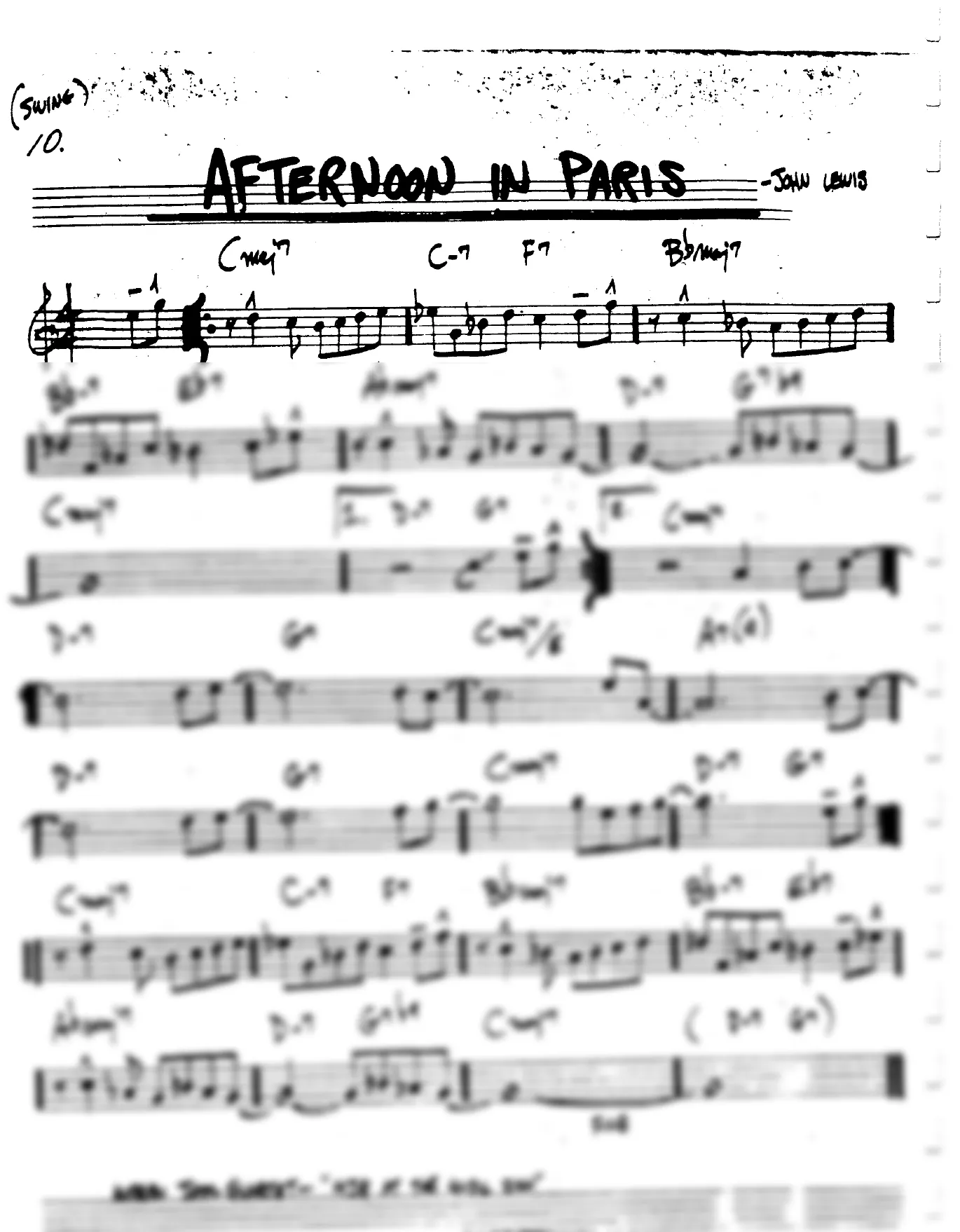 Vista previa de la partitura de Afternoon In Paris para Lead sheet (clave de Do)