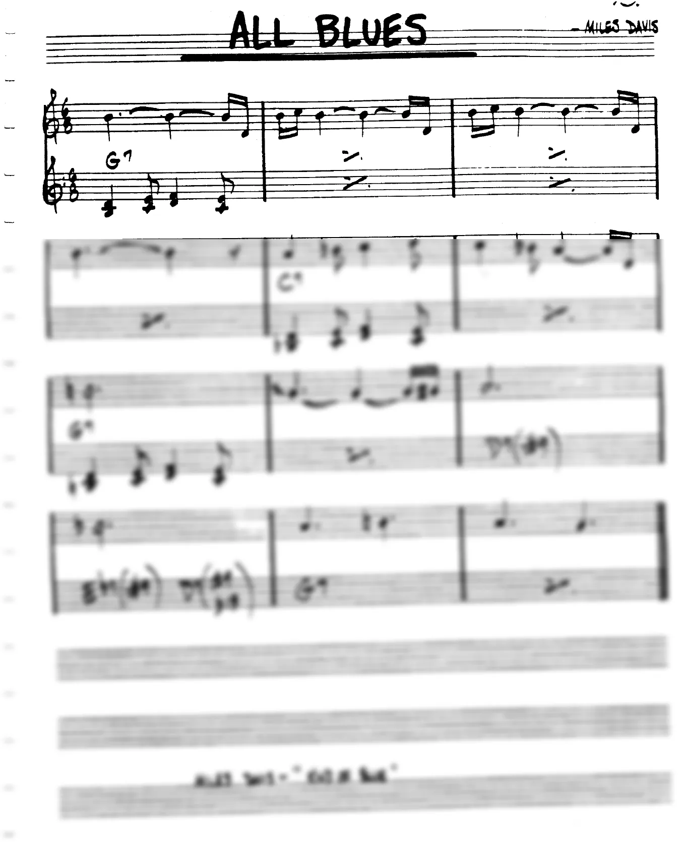 Vista previa de la partitura de All Blues para Lead sheet (clave de Do)