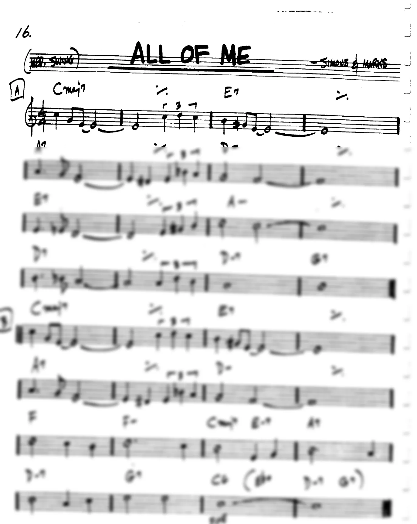 Vista previa de la partitura de All Of Me para Lead sheet (clave de Do)