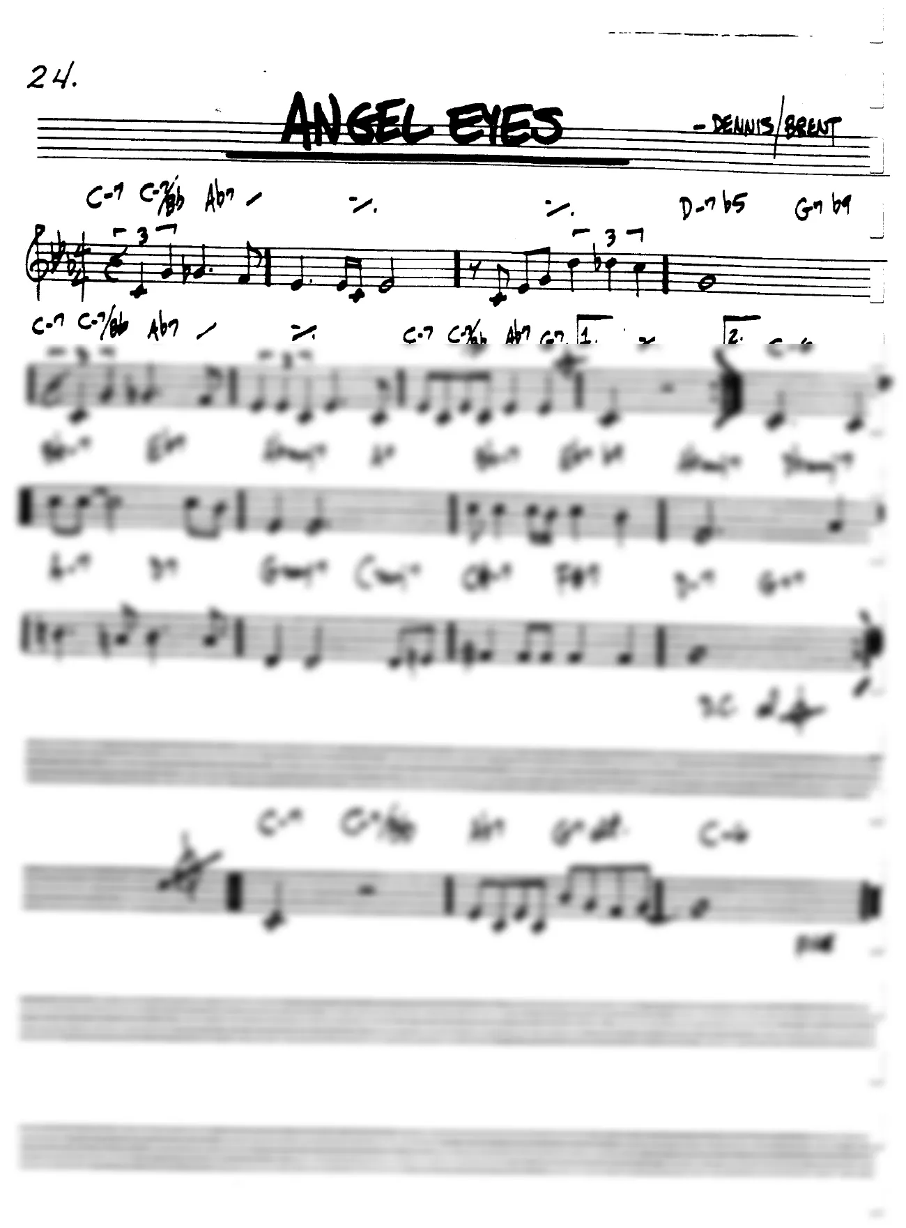 Vista previa de la partitura de Angel Eyes para Lead sheet (clave de Do)