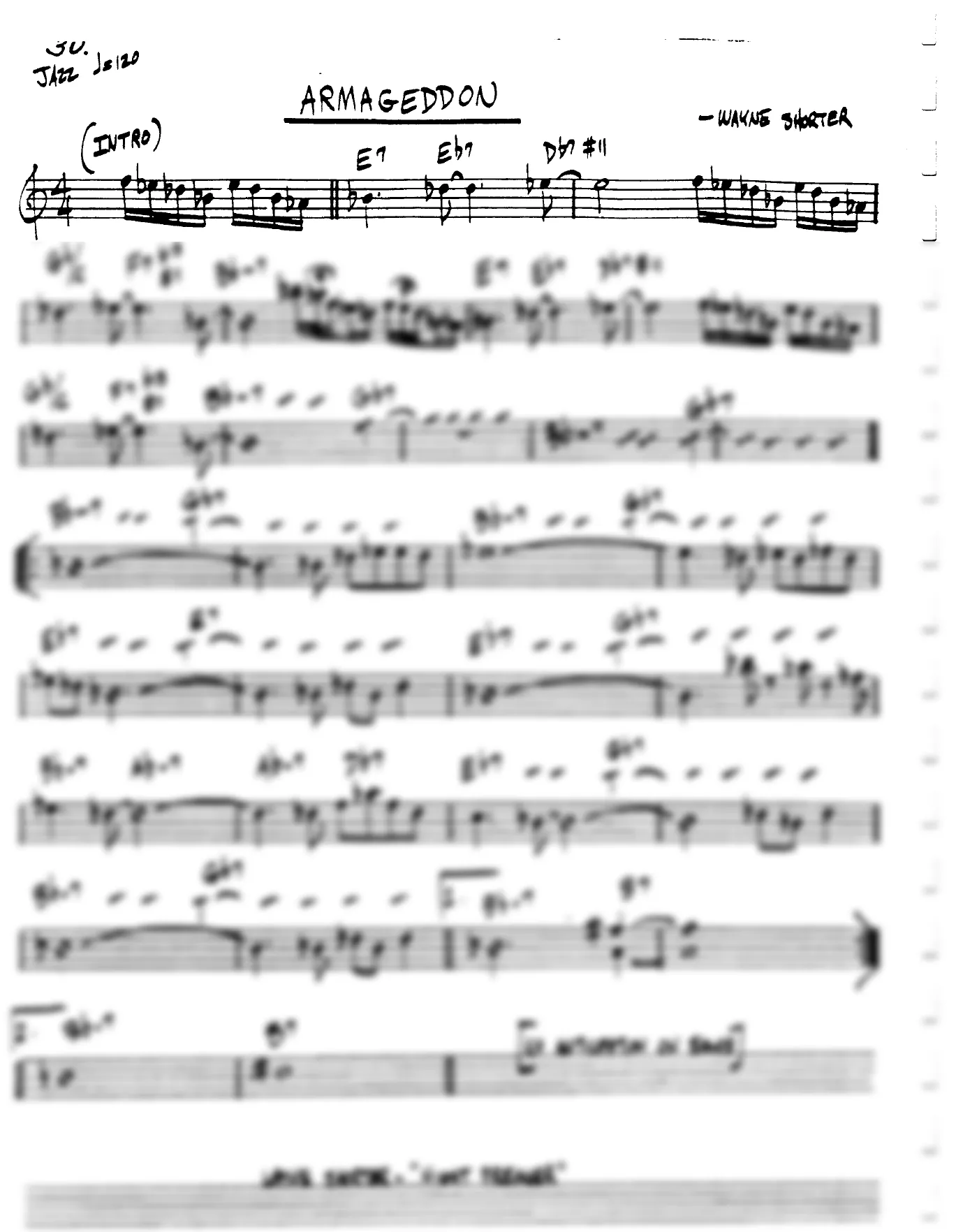 Vista previa de la partitura de Armageddon para Lead sheet (clave de Do)