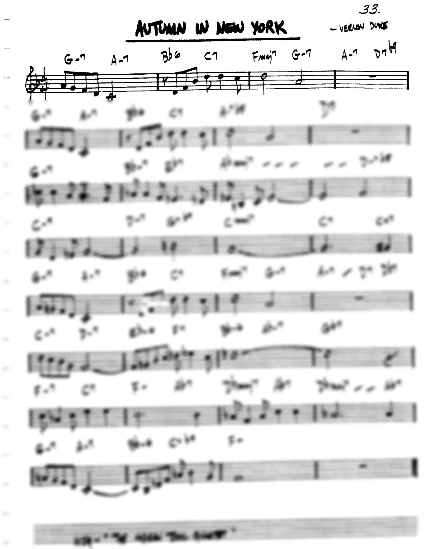 Vista previa de la partitura de Autumn In New York para Lead sheet (clave de Do)