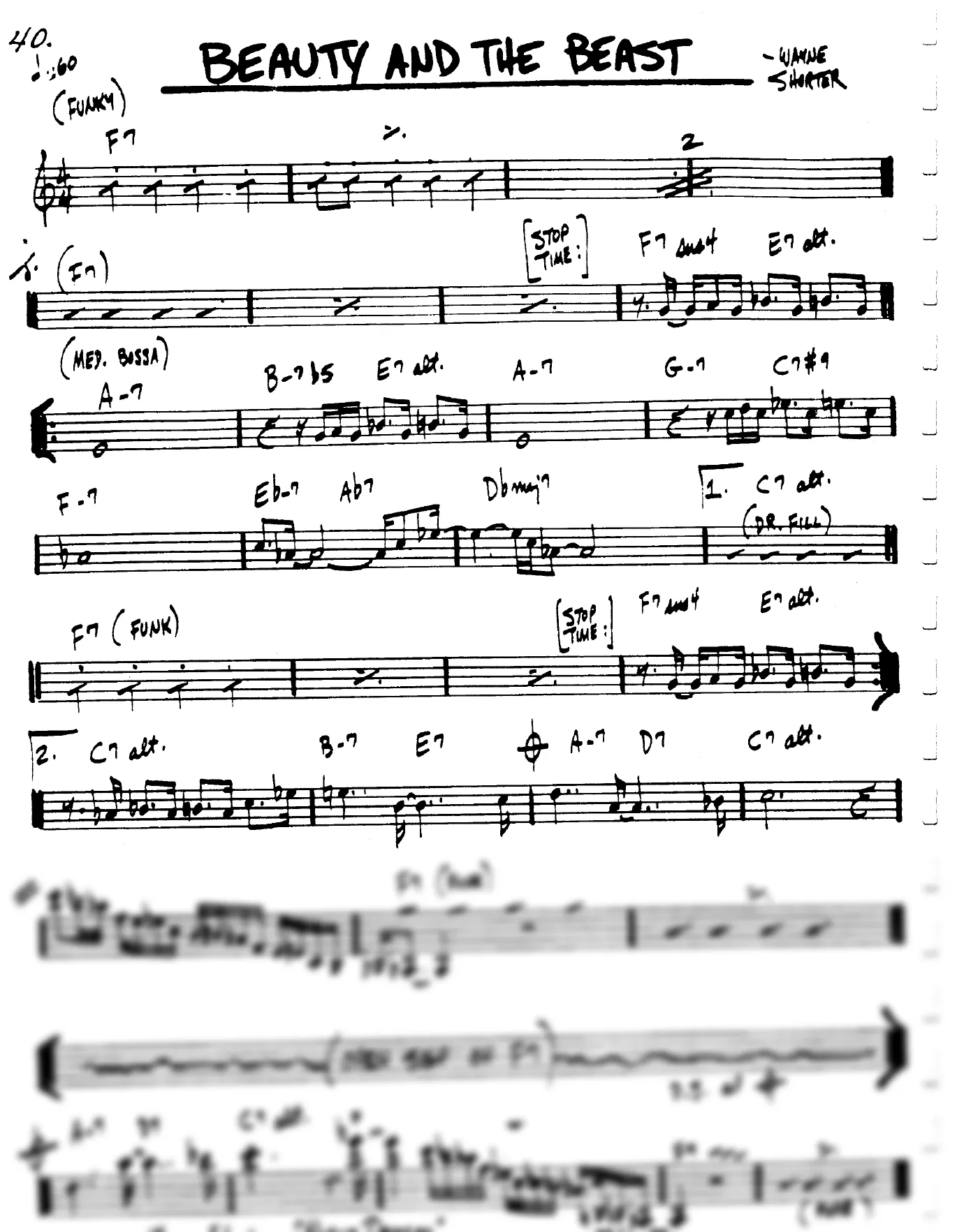 Vista previa de la partitura de Beauty And The Blast para Lead sheet (clave de Do)