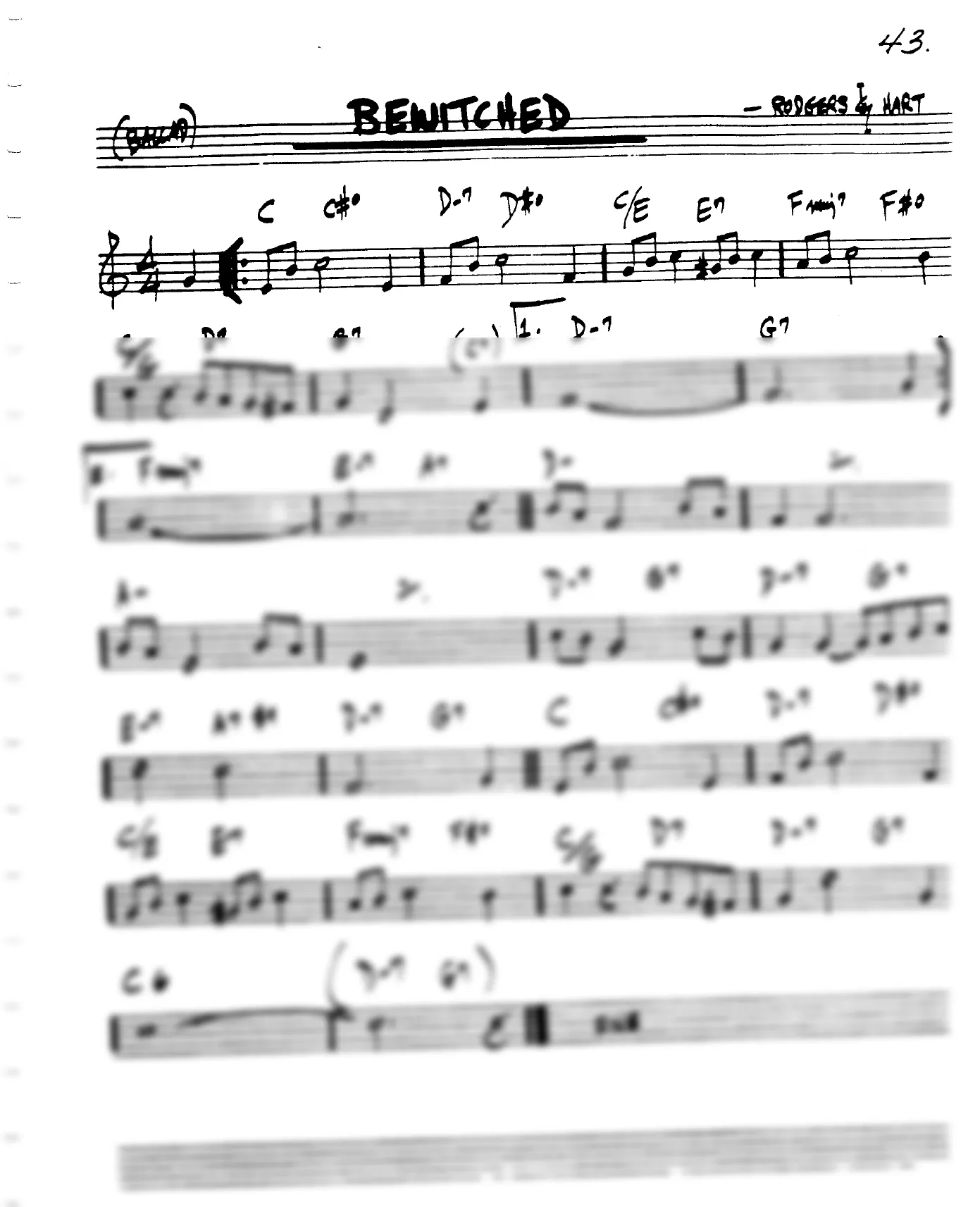 Vista previa de la partitura de Bewitched para Lead sheet (clave de Do)