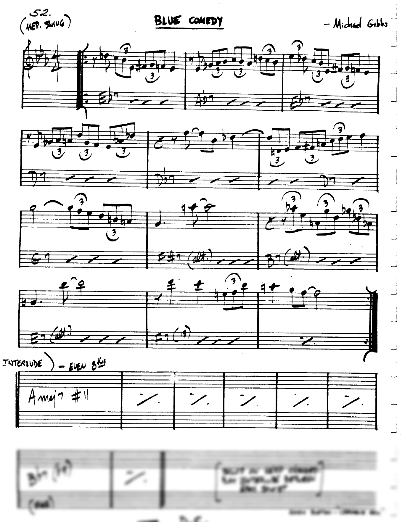 Vista previa de la partitura de Blue Comedy para Lead sheet (clave de Do)