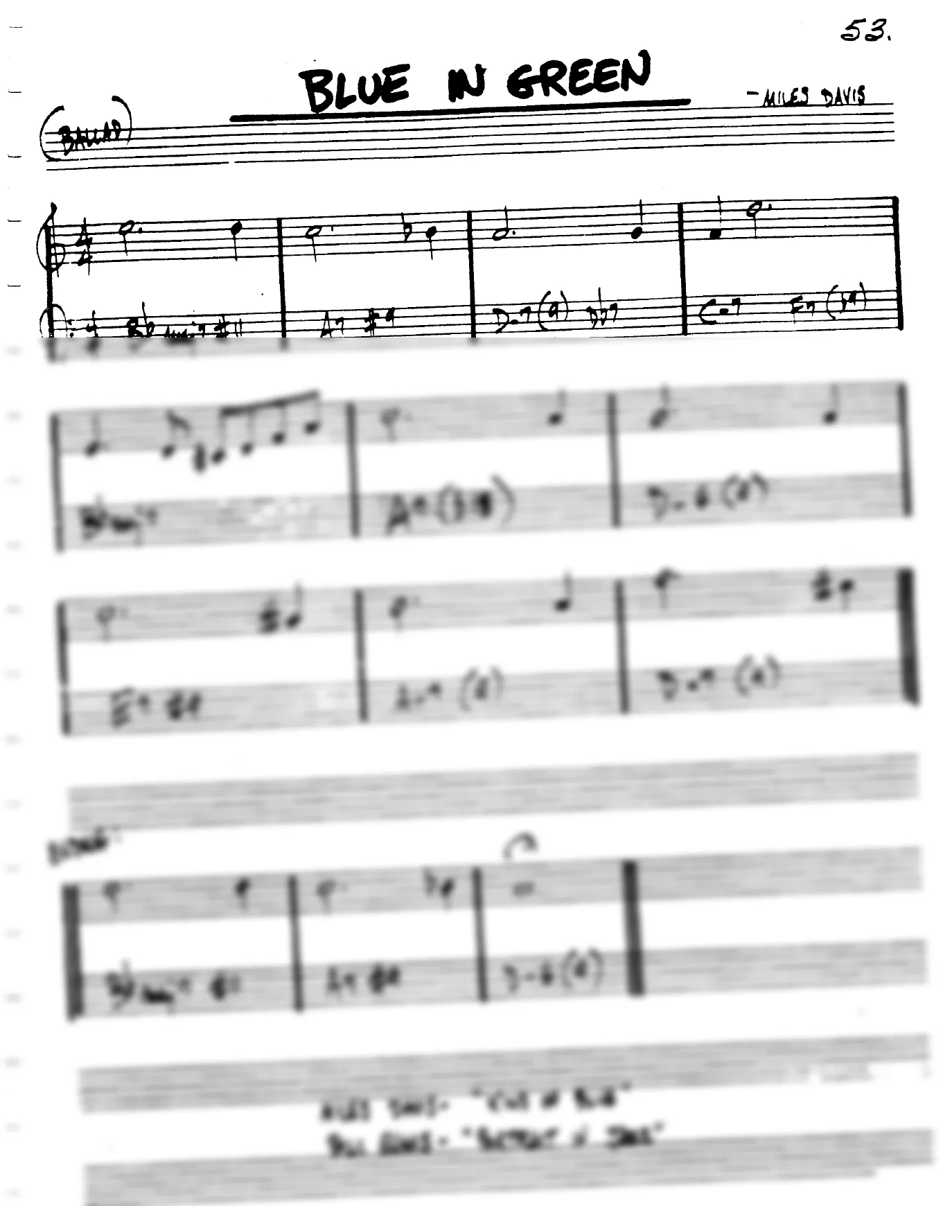Vista previa de la partitura de Blue In Green para Lead sheet (clave de Do)